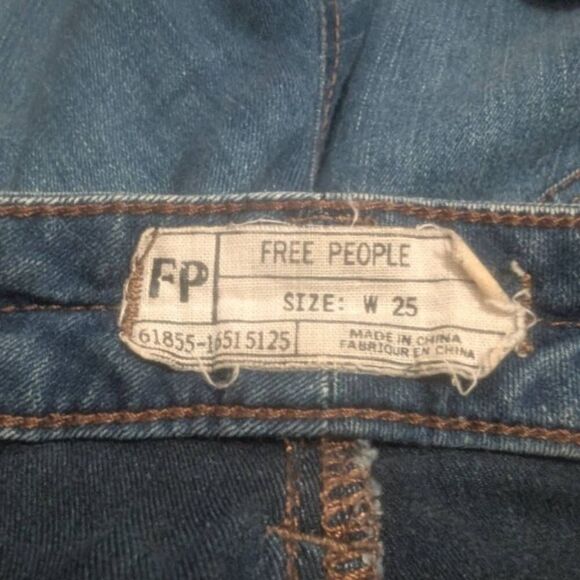 FREE PEOPLE Button Fly Ankle Zip Skinny Jeans Medium Wash Size 25 - Picture 7 of 9